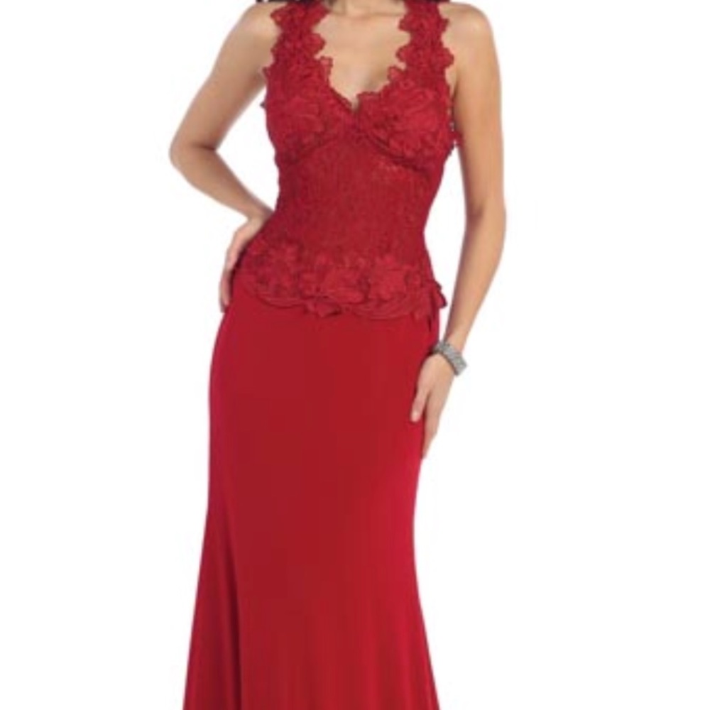 May Queen V-Neck Prom Dress,Trumpets Mermaid Train - Picture 2 of 8